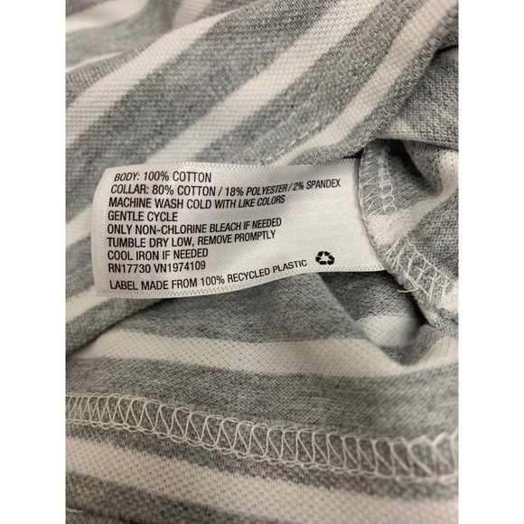 Womens Short Sleeve Boxy Cropped Polo T Shirt Wild Fable Gray Striped S - Picture 5 of 9